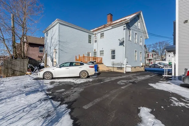 a view of a building with a patio