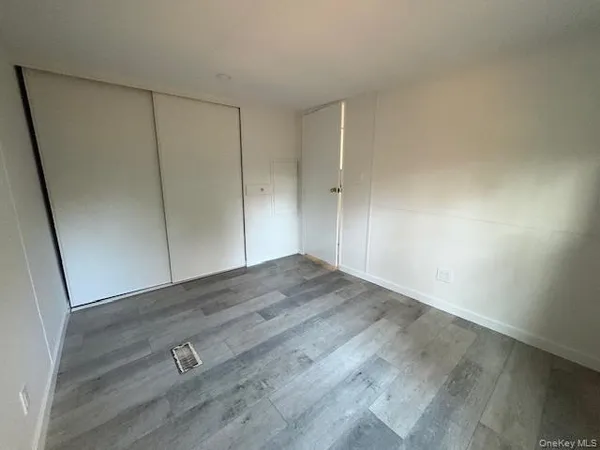 an empty room with a workbench