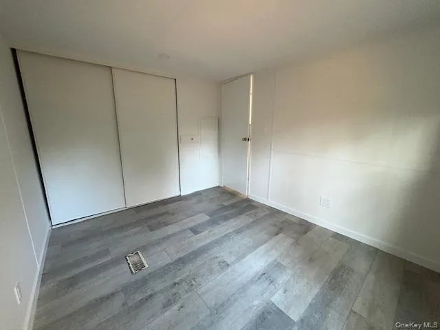 an empty room with a workbench