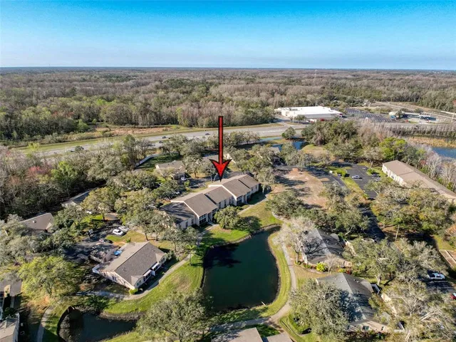 an aerial view of a house