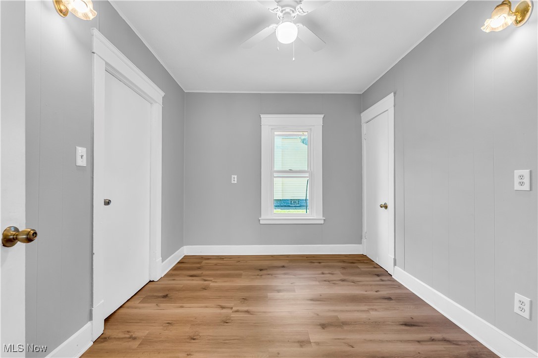 4408 Alpha Avenue Cleveland, OH 44105 - Photo 18 of 41 Empty room featuring ceiling fan and light hardwood / wood-style flooring
