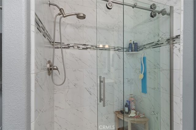 a bathroom that has a shower sink