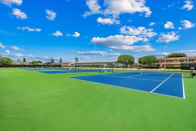 a view of a terrace with sky view