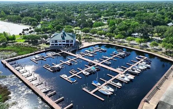 an aerial view of tennis court