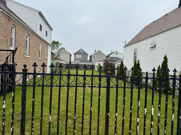 a view of a wrought iron fences