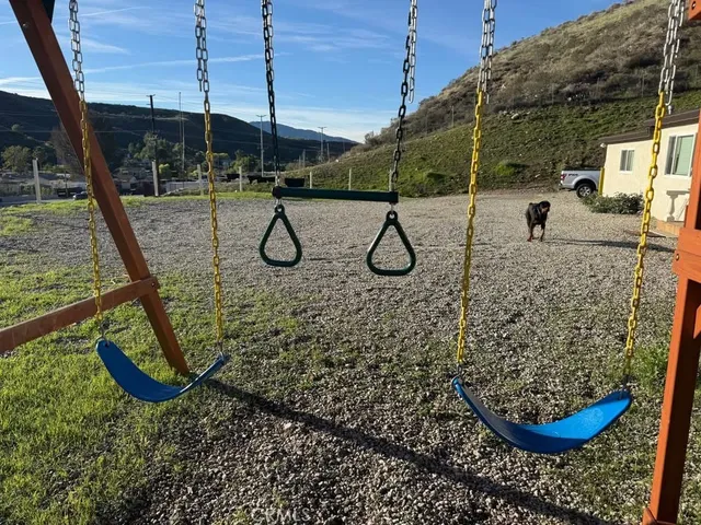 a view of a lake with a mountain in the background
