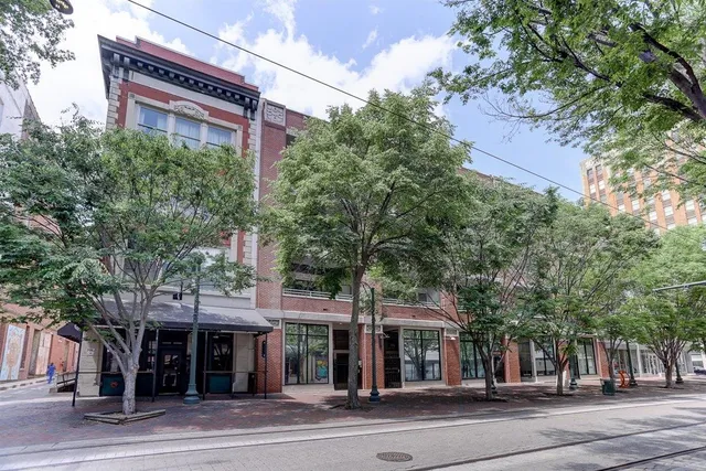 front view of a building with a street
