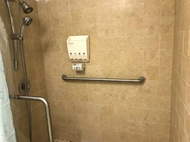 a bathroom with a shower