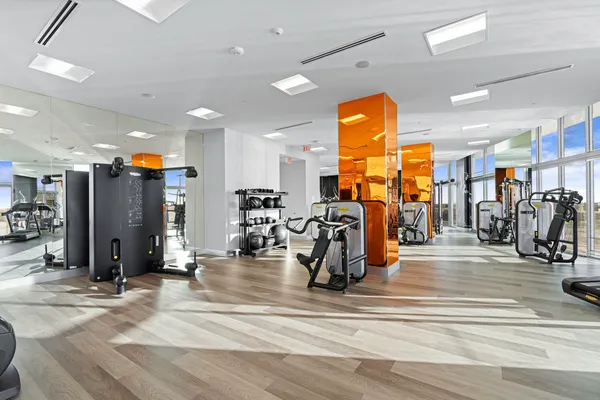 a view of a room with gym equipment