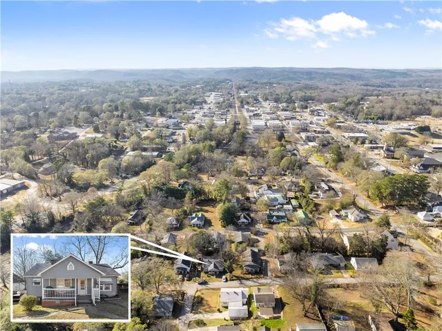 an aerial view of multiple house