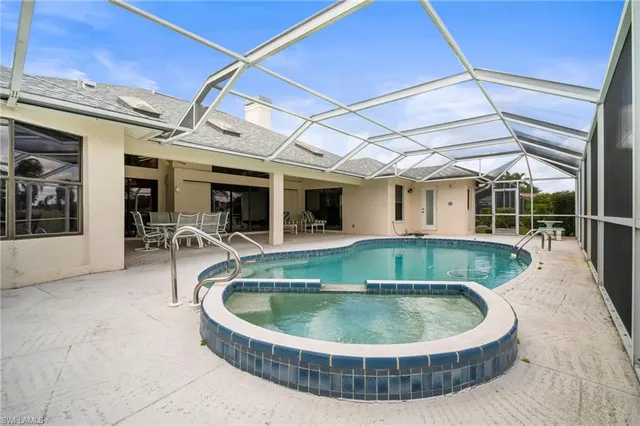 a view of outdoor space and swimming pool