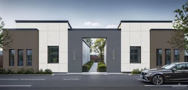 a car parked in front of a house