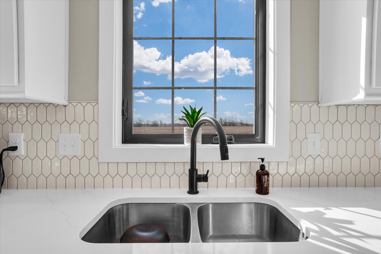 409 Sutton Street Savoy, IL 61874 - Photo 14 of 40 a kitchen with a sink a faucet a potted plant and a window