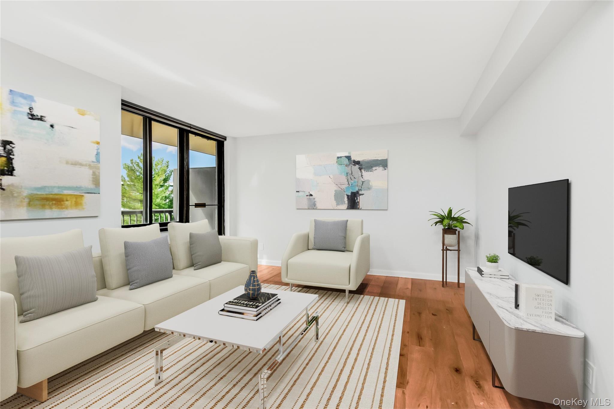 2287 Johnson Avenue, Unit 5F Bronx, NY 10463 - Photo 7 of 22 a living room with furniture and a flat screen tv