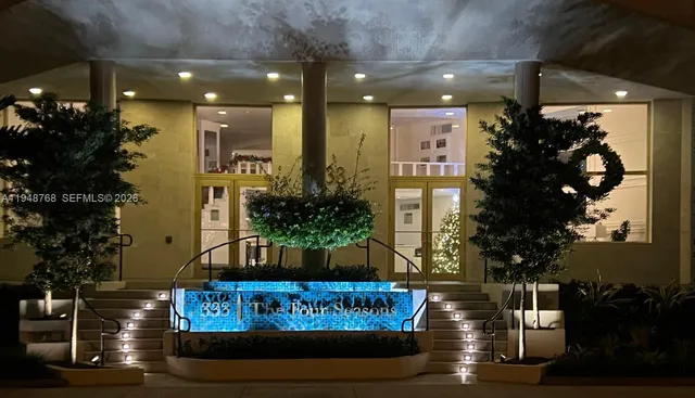 a view of a street with sitting area