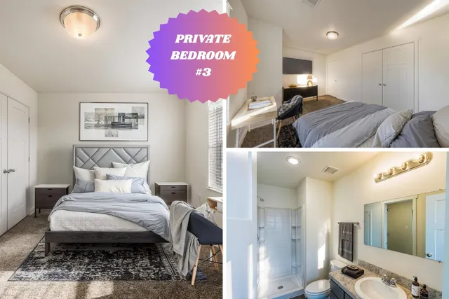 a en suite bathroom with a sink and a mirror