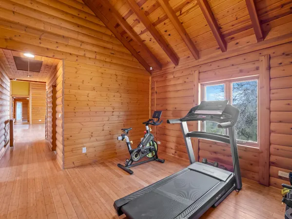 a view of a room with gym equipment