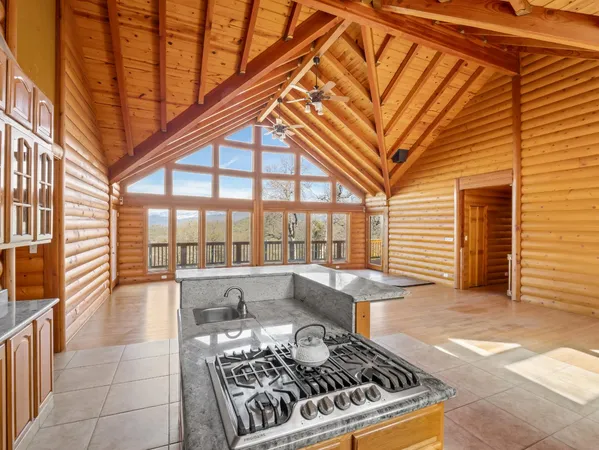a view of a livingroom with wooden floor