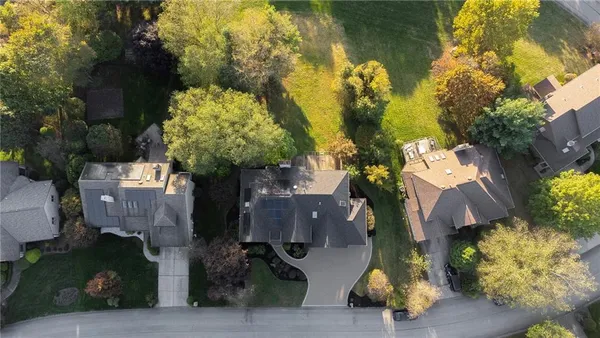 an aerial view of waterside residential houses