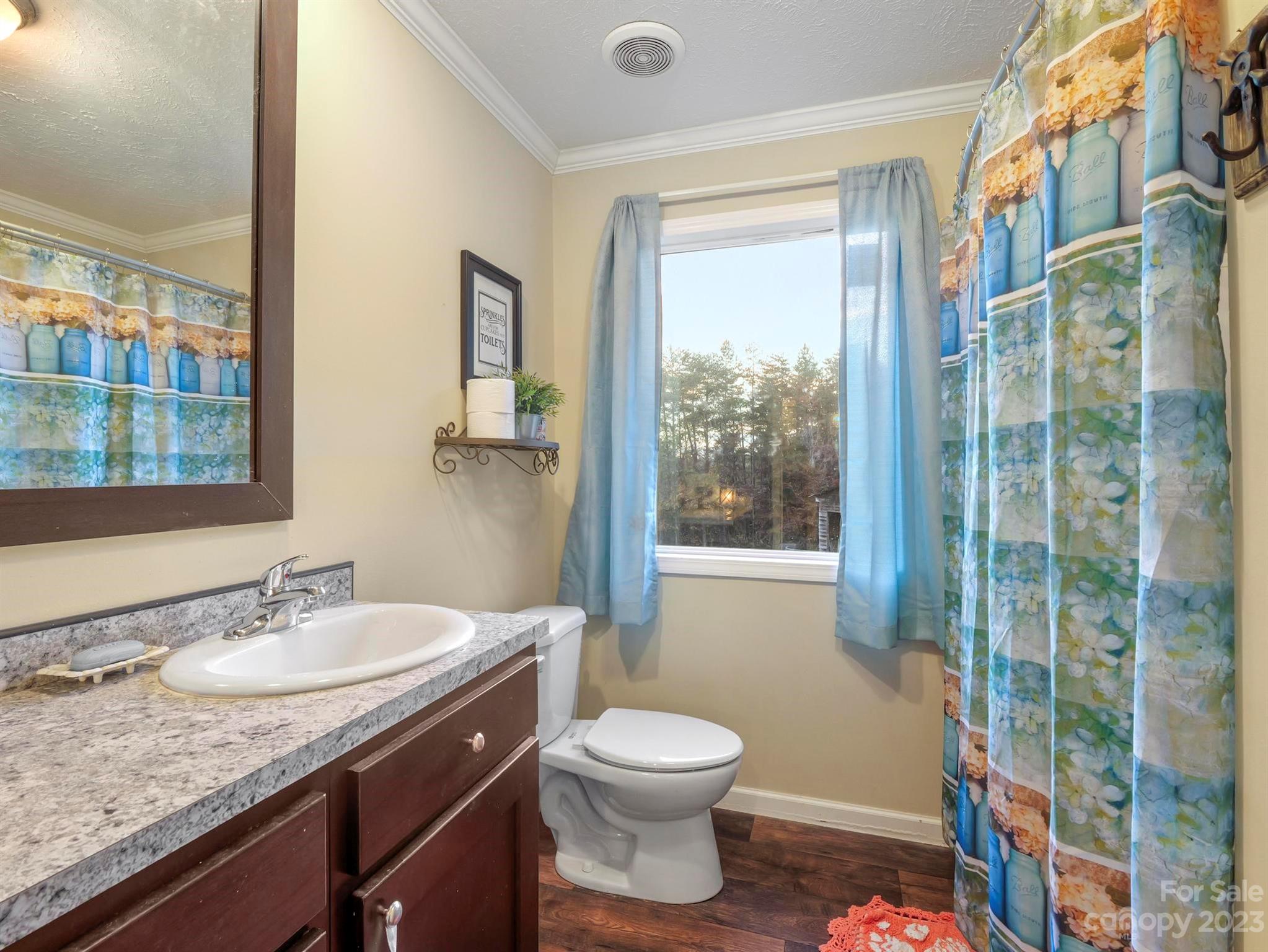 139 Phils Circle Rutherfordton, NC 28139 - Photo 26 of 37 a bathroom with a granite countertop sink toilet and shower