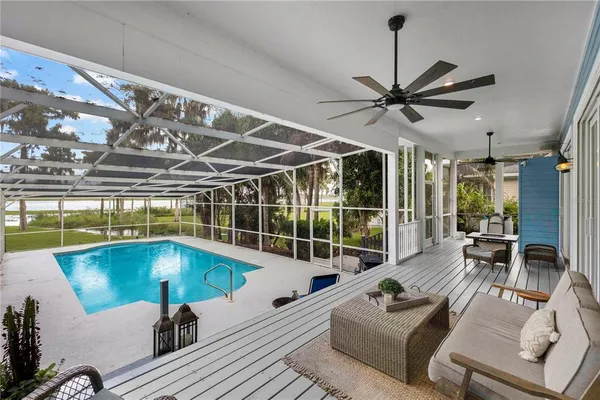 a view of a lake from a balcony