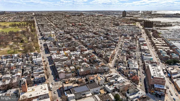 an aerial view of a building