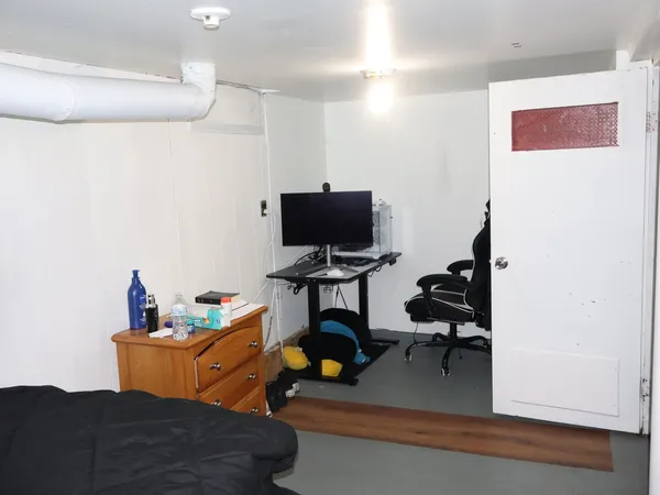 a room with a table and a chair