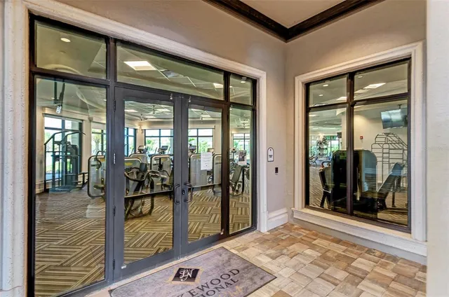 a view of a entryway door front of a house