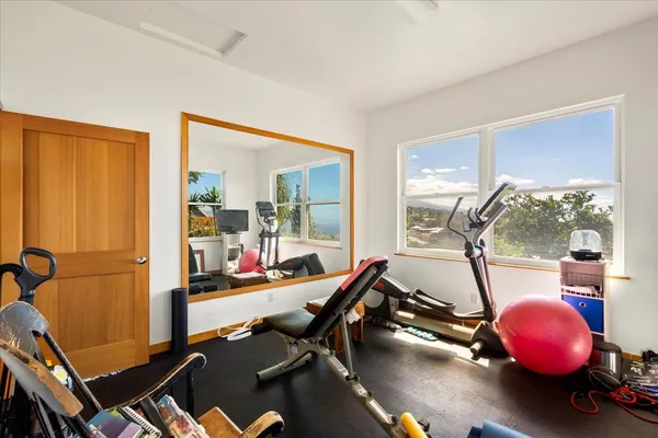 a room with gym equipment