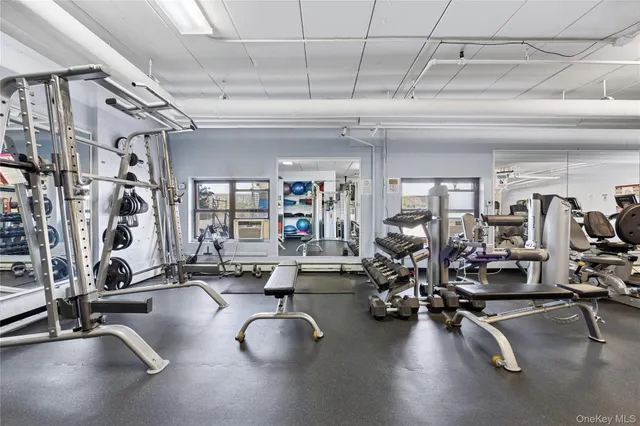 a view of a room with gym equipment