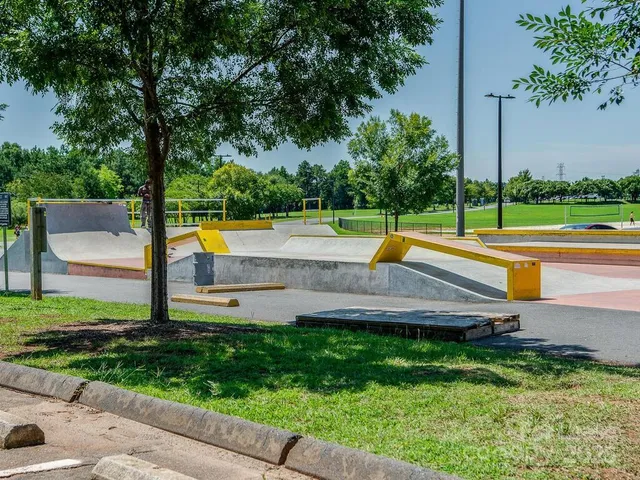 a view of a backyard with a small park