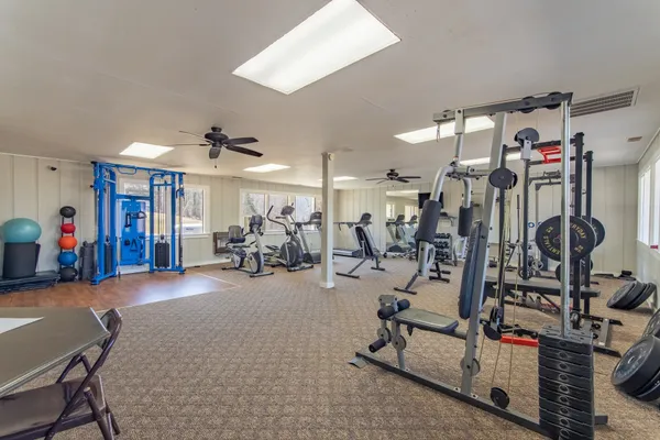 a view of a livingroom with wooden floor