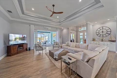 a living room with furniture