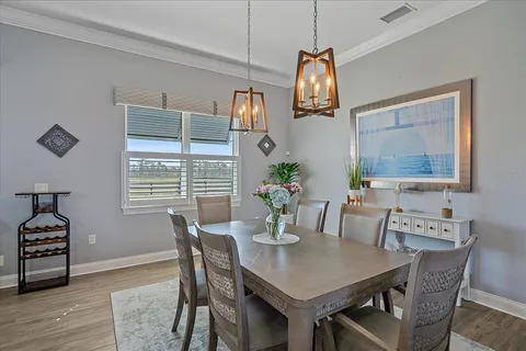 an aerial view of a city and lake view