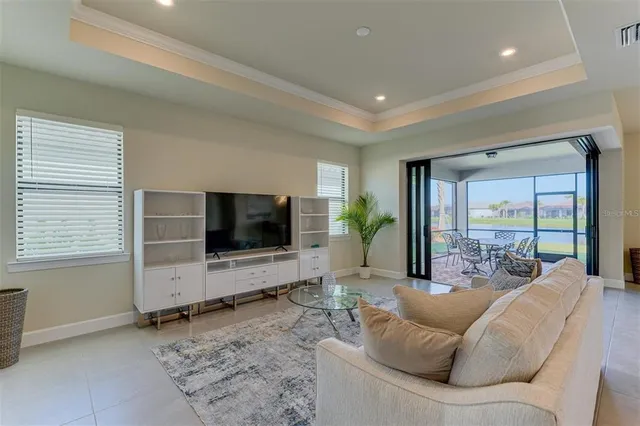 a living room with furniture and a couch