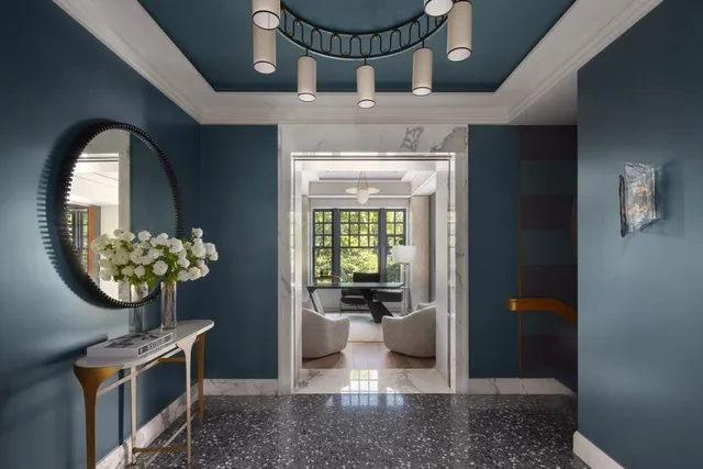 a view of a livingroom with furniture and a potted plant