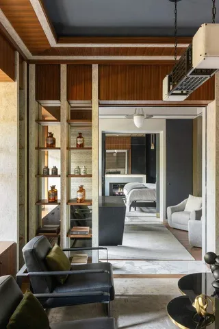 a living room with furniture