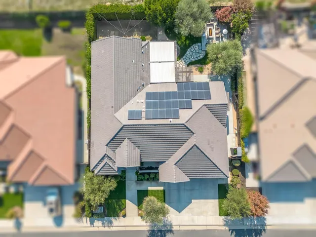 an aerial view of a house