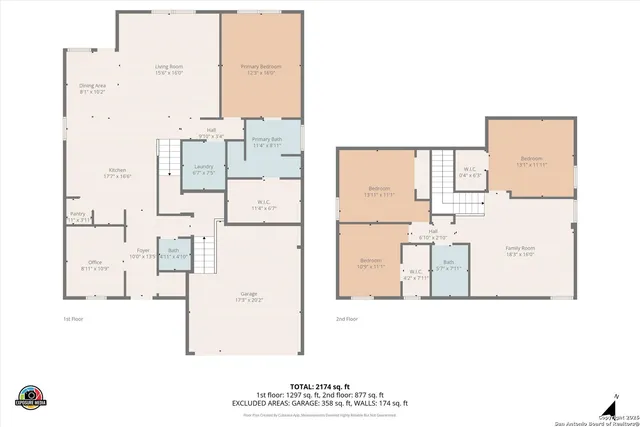an aerial view of a house with a swimming pool