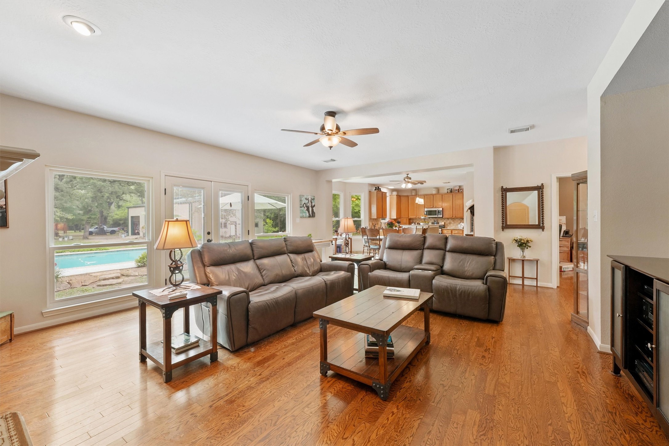 6803 Treaschwig Road Spring, TX 77373 - Photo 5 of 22 a living room with furniture and a fireplace
