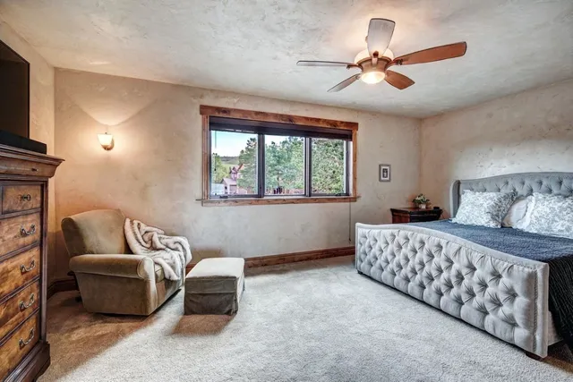 a bedroom with furniture and a window