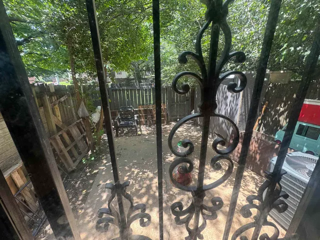 a view of a bench in a tree