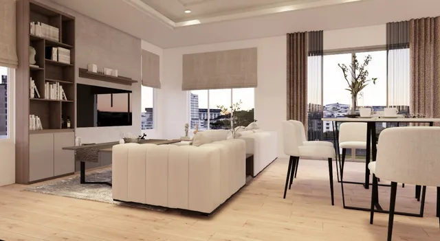 a living room with furniture and a flat screen tv