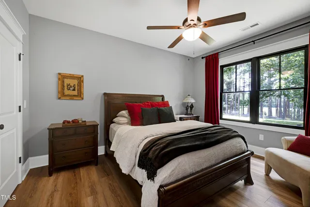 a view of a golf course with a lake