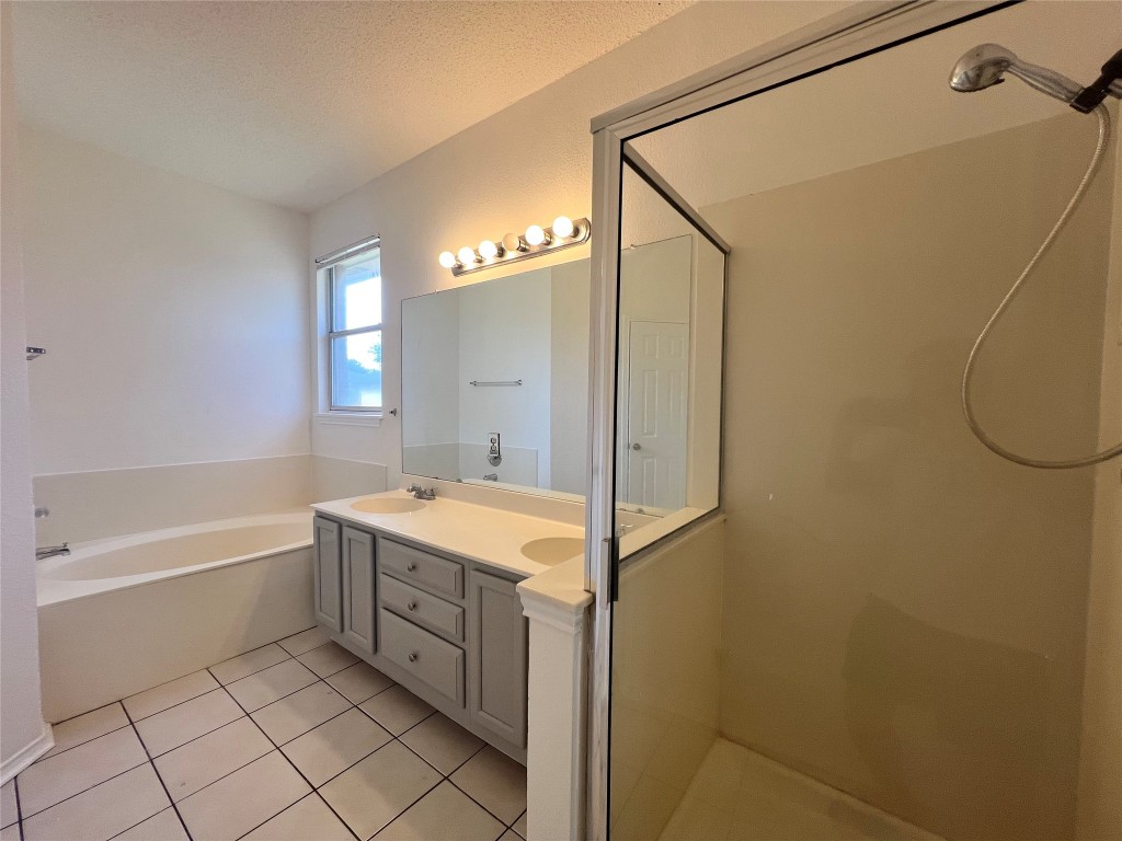 1525 Natural Bridge Lane Pflugerville, TX 78660 - Photo 12 of 15 a bathroom with a tub sink and a mirror