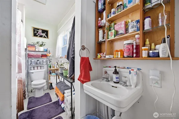 a bathroom with a sink and a toilet