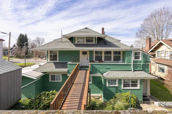 a front view of a house with balcony