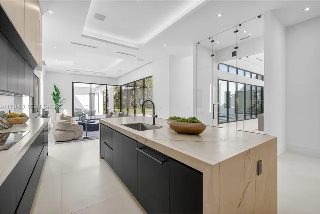 a large kitchen with lots of counter space