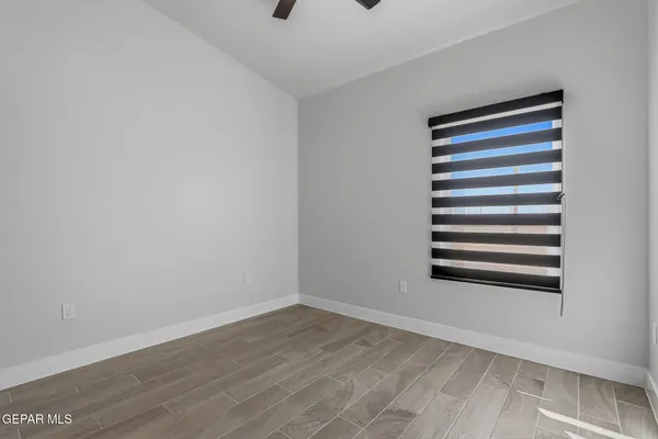 a view of a room with a window