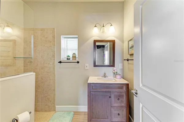 a bathroom with a shower